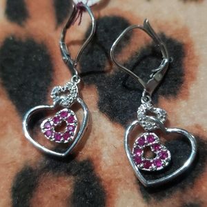 Solid 14Kt Ruby and Diamond Leaverback earrings